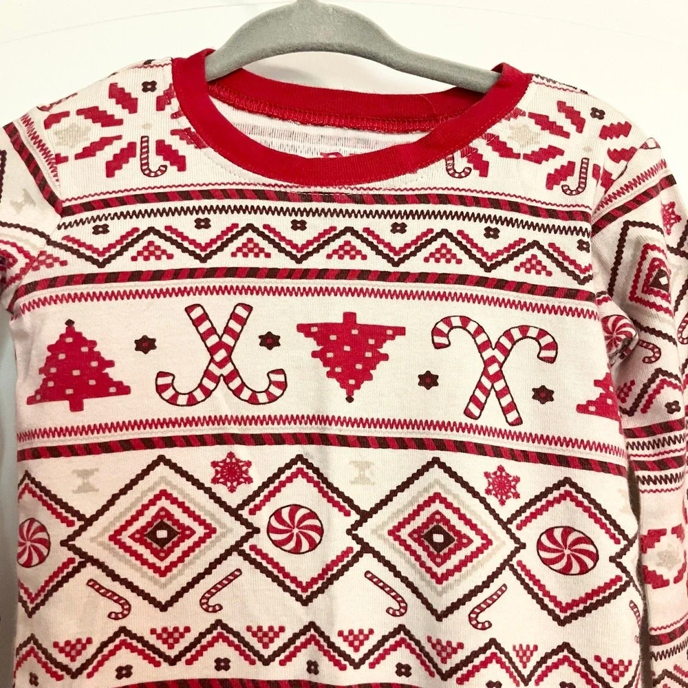Children's Place Winter Christmas Holiday Pajama Set Red/White Fair Isle‎ Sz 3T